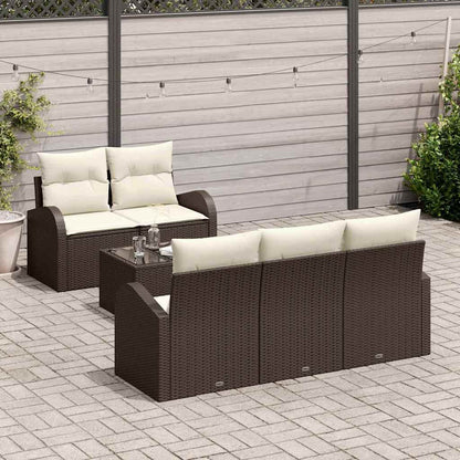 Tuin Sofa Set met opslag 6 pcs Bruin en Crème poly rattan