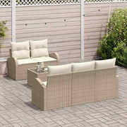 Tuinset polyrattan 6-delig beige crème met opbergruimte