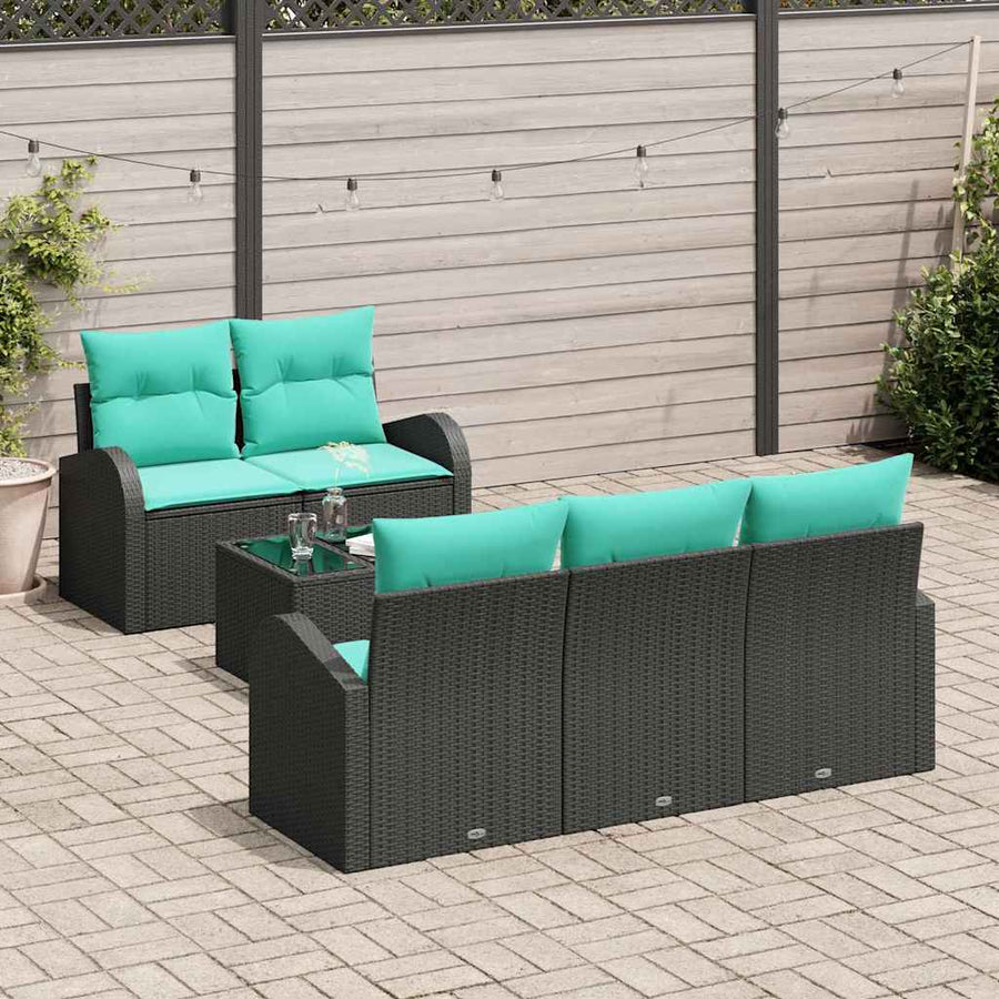 Tuin Sofa Set met kussen met opslag 6 pcs Zwart en Turquoise