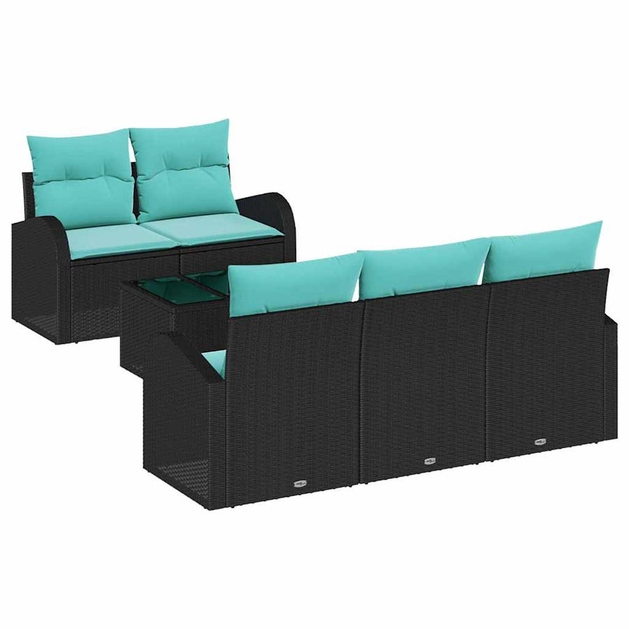Tuin Sofa Set met kussen met opslag 6 pcs Zwart en Turquoise