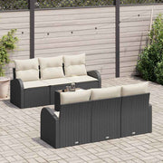 Tuin loungeset 7-delig poly rattan zwart