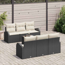 Tuin Sofa Set met opslag 7 pcs Zwart en Crème poly rattan