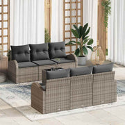 Loungeset poly rattan 7-delig grijs met opbergruimte