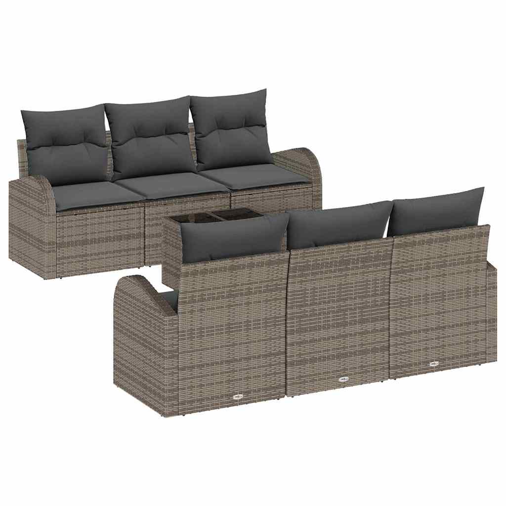 Tuin Sofa Set met opslag met kussen 7 pcs Grijs poly rattan