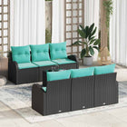 Tuin Sofa Set met opslag 7 pcs Zwart en Turquoise poly rattan
