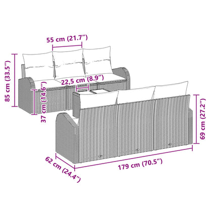 Tuin Sofa Set met opslag 7 pcs Zwart en Turquoise poly rattan