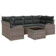 Tuin loungeset 7-delig polyrattan grijs