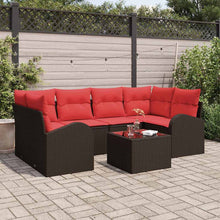 Tuin Sofa Set met opslag 7 pcs Beige en Rood poly rattan