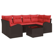 Tuin Sofa Set met opslag 7 pcs Beige en Rood poly rattan