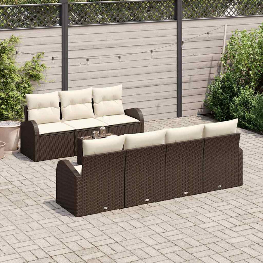 Tuin Sofa Set met kussen 8 pcs Bruin, Crème 55 x 55 x 37 cm