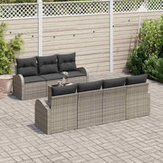 Tuinset poly rattan grijs 8-delig