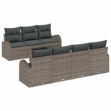 Tuin Sofa Set met kussen 8 pcs Grijs Poly rattan, staal en glas