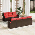 Tuin Sofa Set met opslag 8 pcs Beige en Rood poly rattan