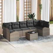 Loungeset poly rattan grijs 289x124x69 cm 8-delig