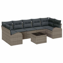Tuin Sofa Set met opslag met kussen 8 pcs Grijs poly rattan