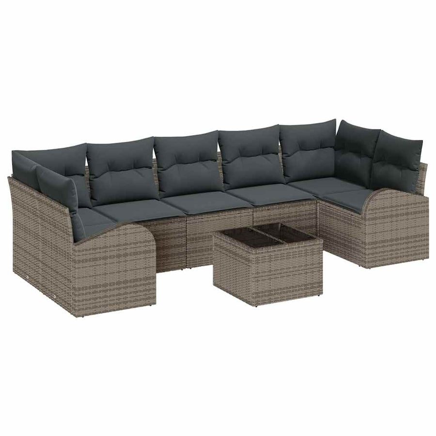 Tuin Sofa Set met opslag met kussen 8 pcs Grijs poly rattan