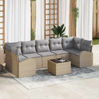 Garden Sofa Set 8 pcs Beige and Grey Poly Rattan, Steel and Glass