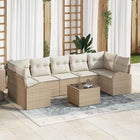 Loungeset 8-delig polyrattan beige crème