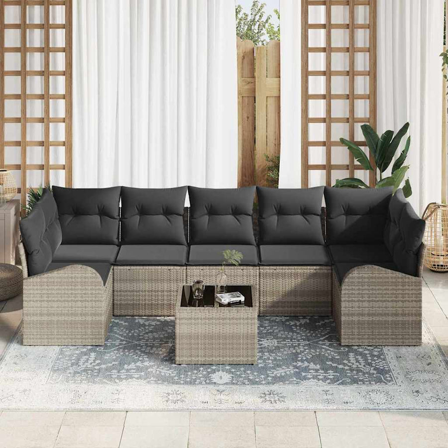 Tuin Sofa Set met kussen 8 pcs Licht Grijs en Donker Grijs