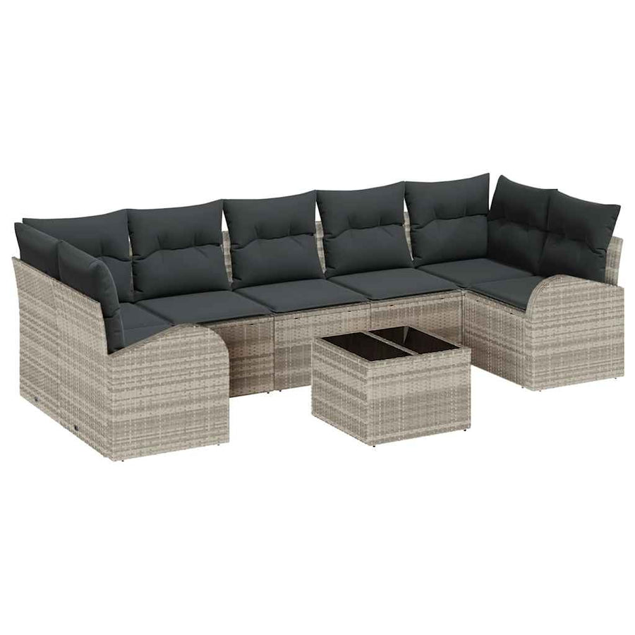 Tuin Sofa Set met kussen 8 pcs Licht Grijs en Donker Grijs