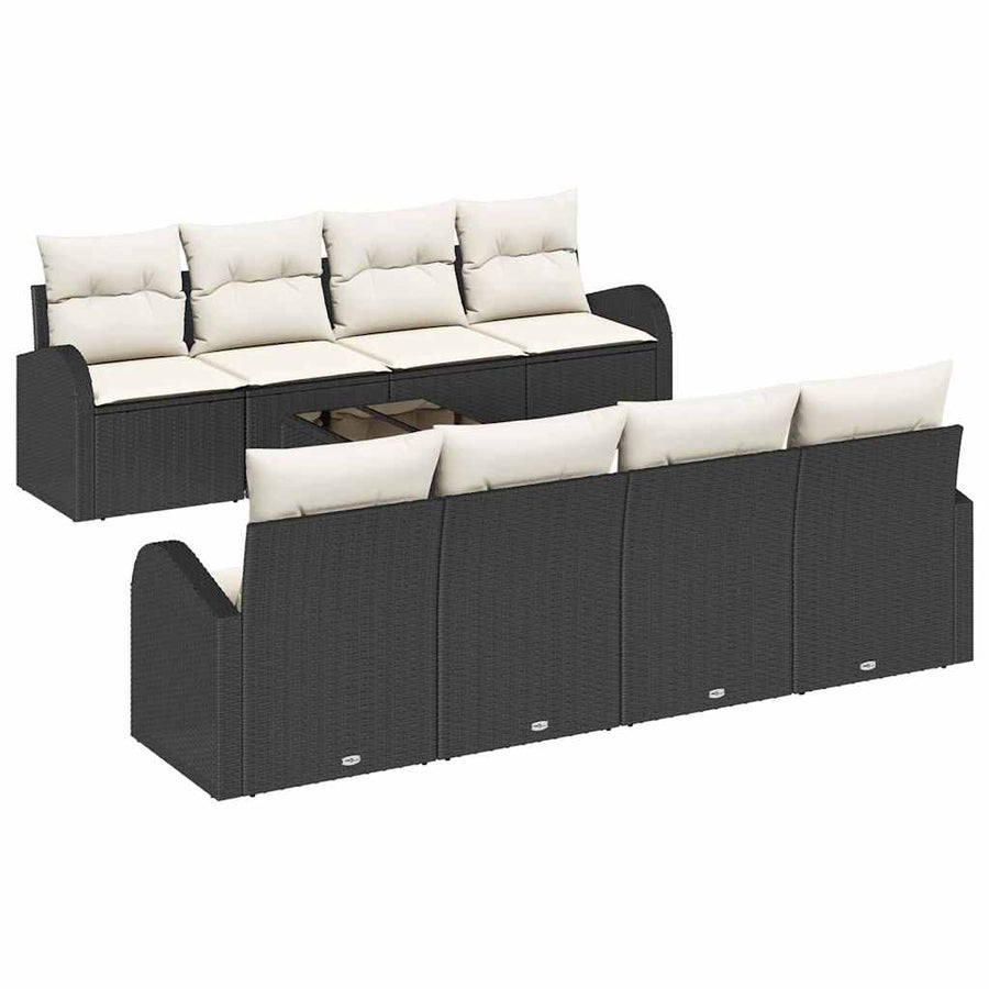 Tuin Sofa Set met opslag 9 pcs Zwart en Crème poly rattan