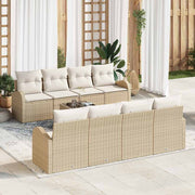 Tuinset polyrattan 9-delig beige crème