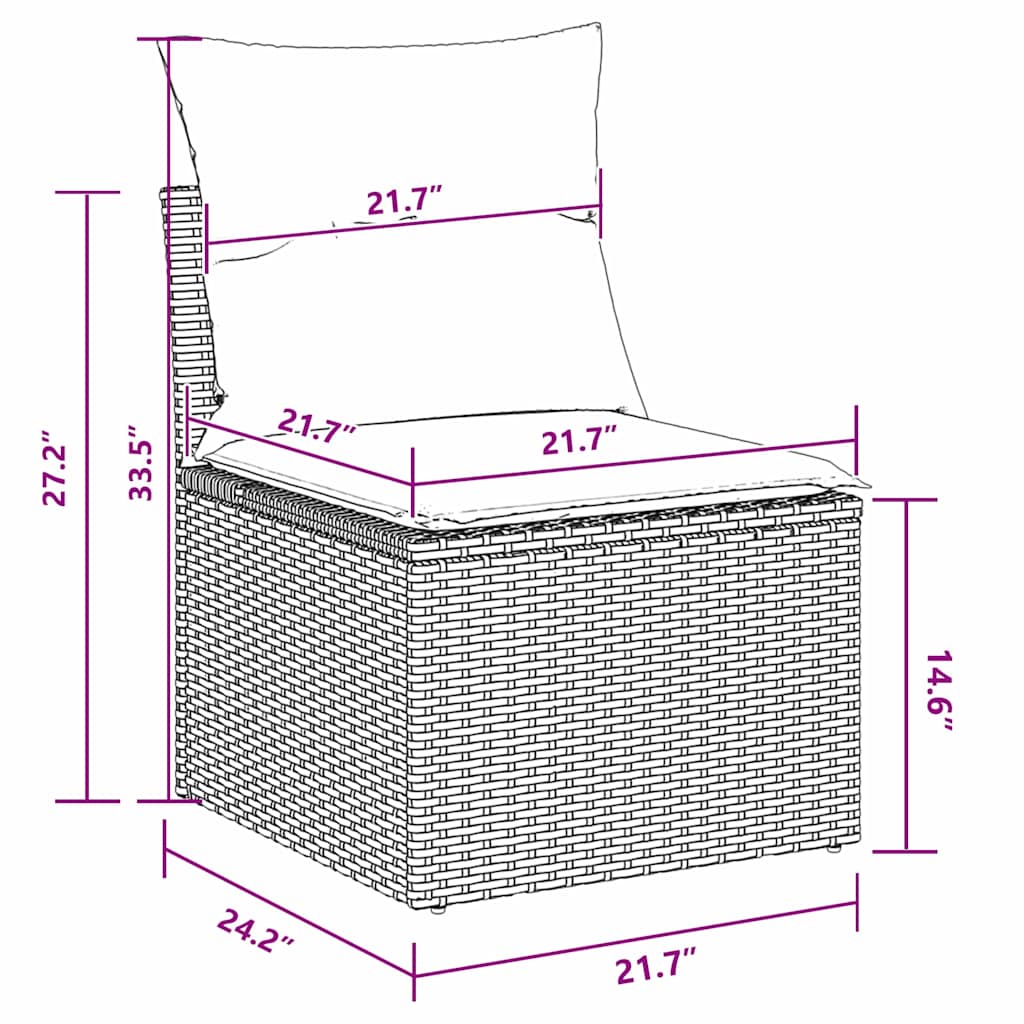Bankstel met kussen 9 pcs Zwart en Turquoise poly rattan