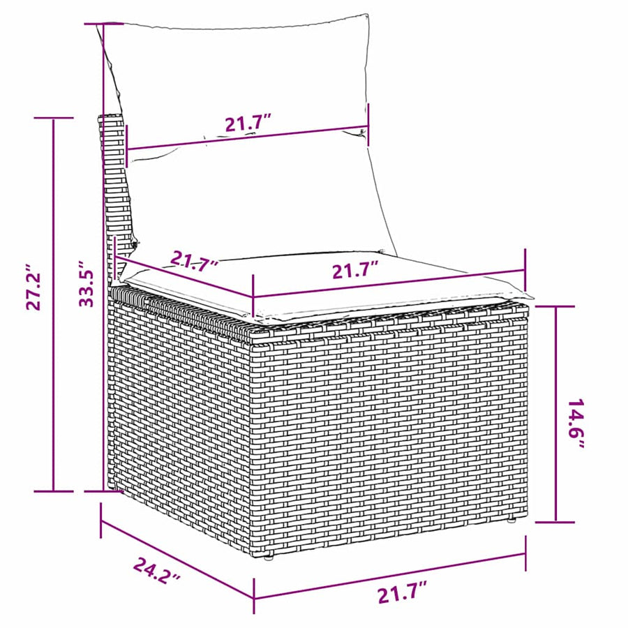 Bankstel met kussen 9 pcs Zwart en Turquoise poly rattan
