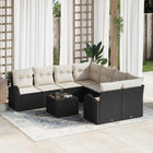 Sofa set with cushion and storage 9 pcs Black and Cream poly rattan