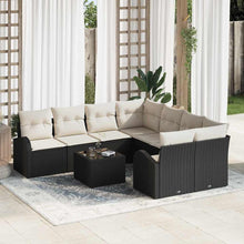 Bankstel met kussen met opslag 9 pcs Zwart en Crème poly rattan