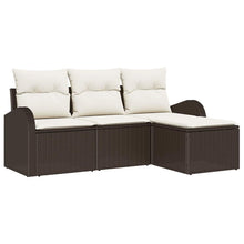 Bankstel met kussen met opslag 4 pcs Bruin en wit poly rattan