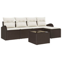 Bankstel met kussen met opslag 6 pcs Bruin en wit poly rattan