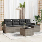 Sofa set with cushion with storage 6 pcs Grey poly rattan