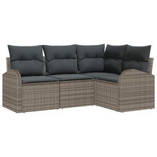 Tuinbankenset met kussen met opslag 4 pcs Grijs poly rattan