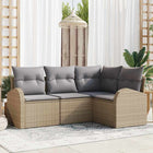 Garden bench set with cushion 4 pcs Beige and Light Grey poly rattan