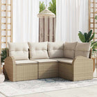Tuinbankenset poly rattan beige wit 4-delig