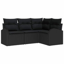 Tuinbankenset met kussen met opslag 4 pcs Zwart poly rattan