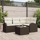Garden Sofa Set with Cushion 5 pcs Brown and white poly rattan