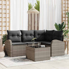 Garden bench set with cushion with storage 5 pcs Grey poly rattan
