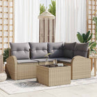 Garden sofa set with cushion 5 pcs Beige and light grey poly rattan