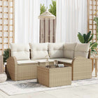 Tuinbankenset poly rattan beige wit 5-delig