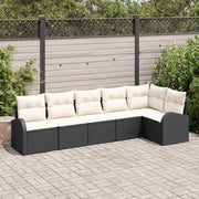 Tuinbankenset poly rattan 6-delig zwart wit