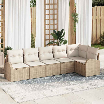 Tuinbankenset 6 st Beige en Wit poly rattan