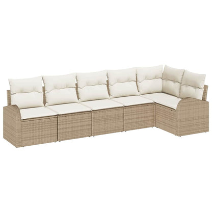 Tuinbankenset 6 st Beige en Wit poly rattan