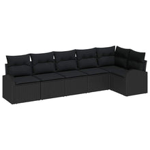 Tuinbankenset met kussen met opslag 6 pcs Zwart poly rattan