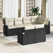 Tuinbankenset poly rattan 7-delig zwart wit