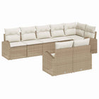 Tuinset poly rattan beige wit 7 zitplaatsen