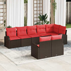 Tuinset poly rattan bruin rood 8 personen