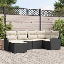 Bankstel met kussen met opslag 6 pcs Zwart en Wit poly rattan