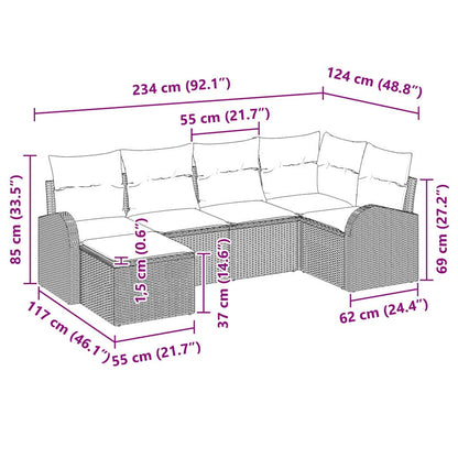 Bankstel met kussen met opslag 6 pcs Zwart en Wit poly rattan